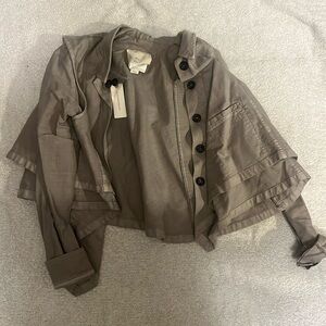 Anthropologie are key Handkerchief Gray button up Jacket Size S NWT Brand New!!!